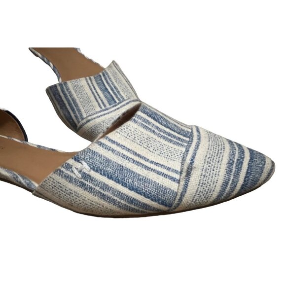 Tommy Hilfiger Dorsay Blue Striped Flats Sz 7.5 Womens White Navy Blue Cute Sand - Picture 2 of 9